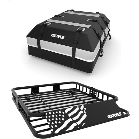 46x36 In Roof Cargo Basket with 15 cu Ft Waterproof Bag 200 lb Capacity for SUV Truck RV
