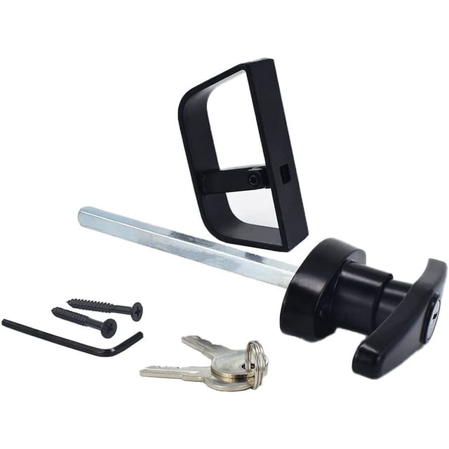 Cerradura de puerta de garaje negra Juego de cerradura con mango en T de eje de 115 mm Cerradura de puerta de cobertizo para gallinero y candado de gallinero, etc. Vhermosa BST3064436
