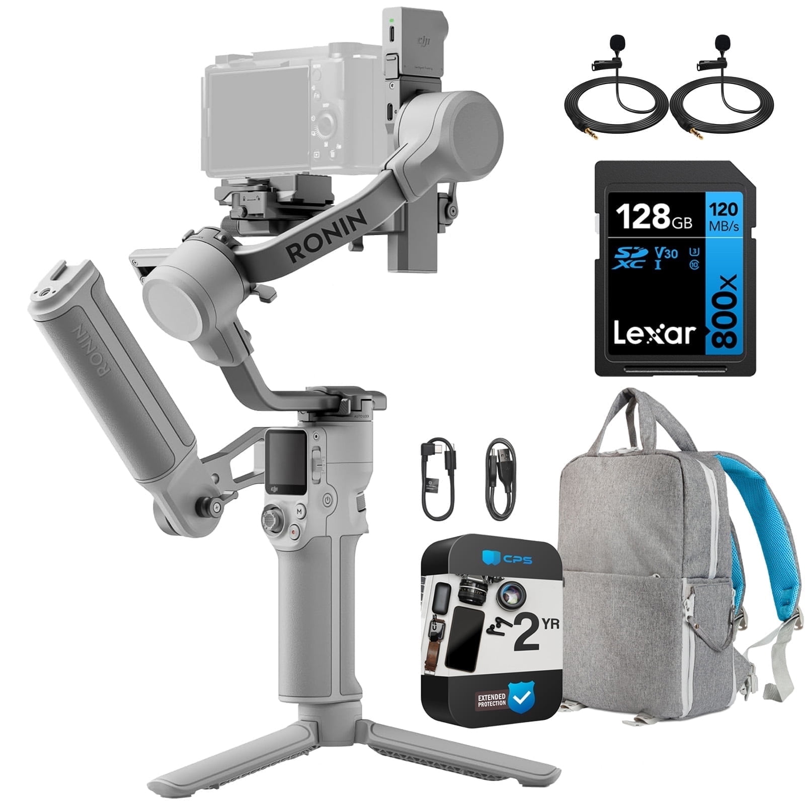 DJI RS4 Mini Combo Gimbal Stabilizer for Camera w/ 128GB Card+2Y Warranty+Bag+2 Mic