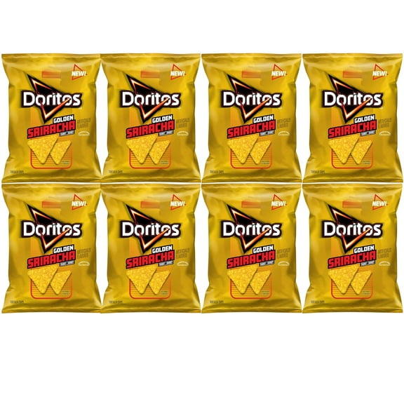 Doritos Golden Sriracha Flavored Tortilla Chips, 2.5 oz Bags, Pack of 8, Bundled By Shoppyway