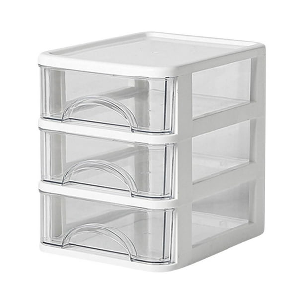 Caja organizadora de escritorio, mini cajón organizador, accesorios de escritorio de plástico transparente para guardar artículos de papelería, cosméticos, joyas y material de oficina. Compartimento