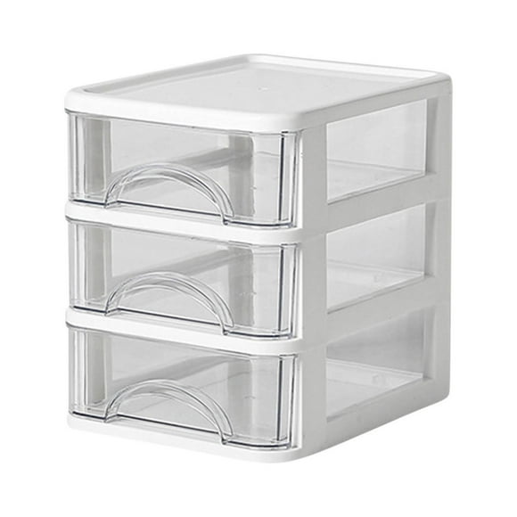 Desk Storage Plastic Stackable Desktop Organizer Tower Storage Station with 3 Drawers for Home Office - Holds Pens, Sticky Notes, Binder Clips, Notepads, Or Gel Pens Cleardesk Storage