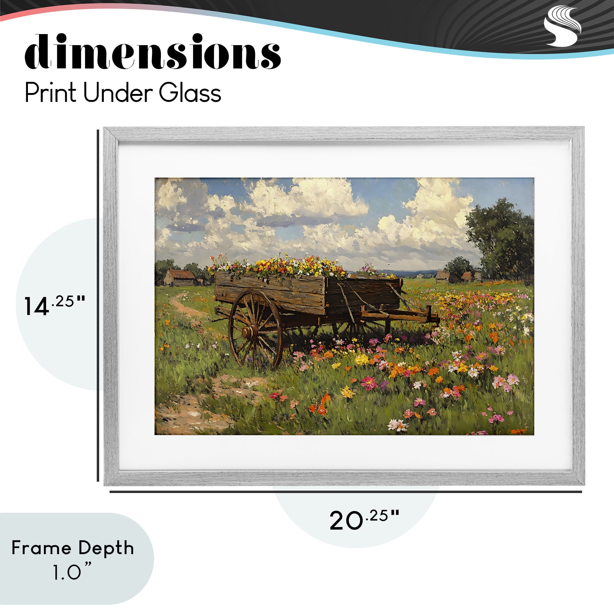 Stupell Industries Wildflower Wagon in Bloom Gray Framed Print Under Glass, design by Franklyn Gregory