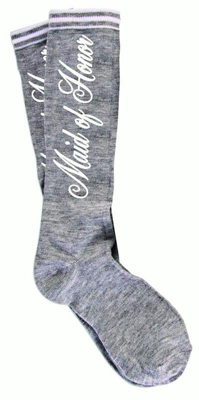 Maid Of Honor Grey Women's White Adult Wedding Bridal Party Socks 
