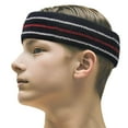 thumbnail image 4 of COUVER Premium Tennis Style Standard Size Sweatband Headband Wristbands Set - Navy / White / Red lines, 4 of 8