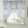 thumbnail image 2 of Blue Beige Coastal Swag Valances for Windows, Kitchen Curtains 36 Inch Length 2 Panels Set, Beach Starfish Summer Eucalyptus Ombre Short Curtains for Small Windows Rod Pocket Cafe Curtains 28"x36", 2 of 8