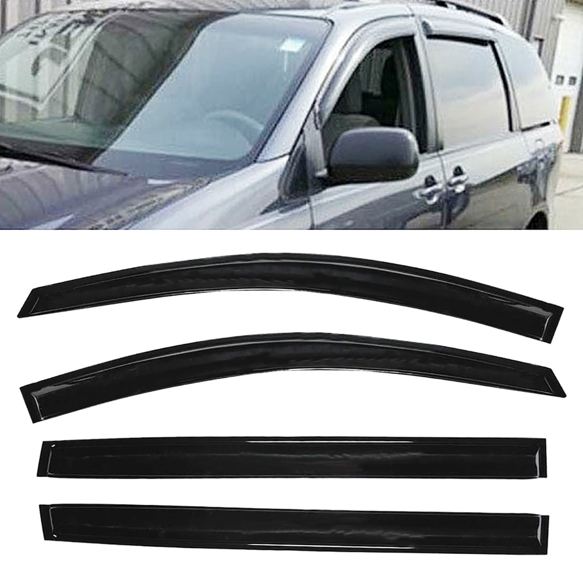 Fit for Toyota Sienna 2004 2005 2006 2007 2008 2009 Window Vent Visor Sun Rain Guard, 04-09 Sienna Window Visor (4 Pcs)