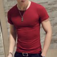 thumbnail image 3 of Manyakai Mens Athletic Performance Shirts Short Sleeve T Shirt Slim Fit Muscle Tee Fitness Basic Tops Burgundy M, 3 of 4