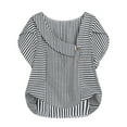 thumbnail image 4 of Women's Plus Size Striped Asymmetrical V-Neck Blouse – Petal Sleeve Short-Sleeve Summer Top with Cooling Cotton-Linen Blend, 4 of 6