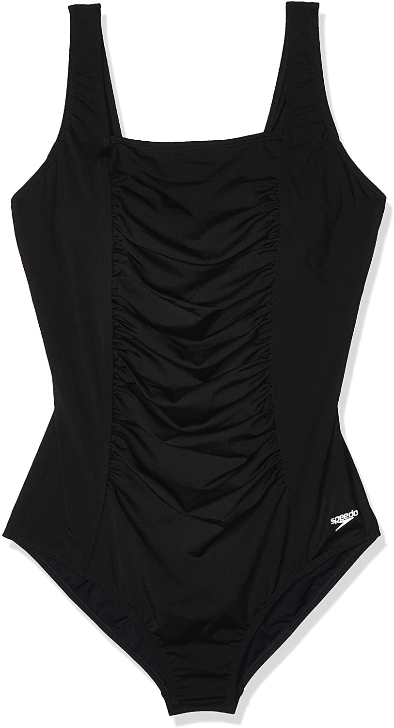 Speedo Women's Swimsuit One Piece Endurance+ Shirred Tank Moderate Cut