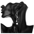 thumbnail image 2 of - 1 par de arete de plata para mujer, estilo bohemio, abalorio brillantes, arete largos, arete colgantes para mujer, accesorios de vestir, regalo de amor, duraderos y útiles, Plata, 2 of 2