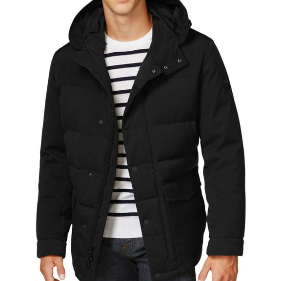 Michael Kors Mens Full Zip Quilted Jacket, Black, Big & Tall, XX-Large