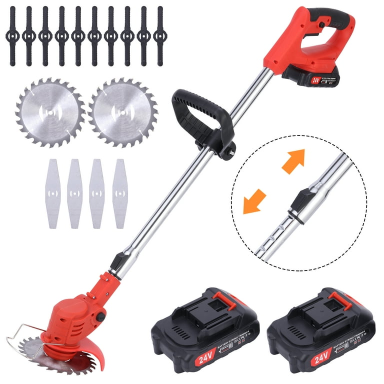 Electric Cordless Weed 3 in 1 Grass Trimmer Brush Cutter with 3 Types Blades and 2Pcs Rechargeable Battery for Garden - Walmart.com