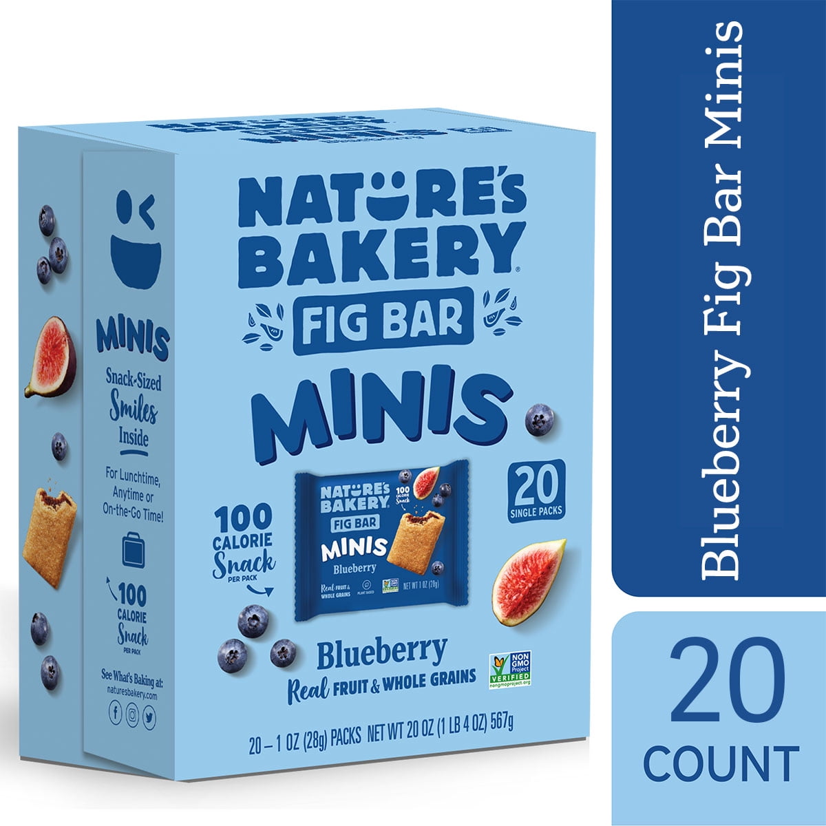 Natures Bakery Blueberry Fig Bar Minis, 1 oz, 20 Count