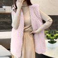 thumbnail image 2 of ABATAB Women's Cardigans Vests Warm Winter Plush Duster Coats Sleeveless Thermal Waistcoats Fuzzy Fleece Long Gilet Jackets(Large,Pink), 2 of 7
