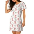 thumbnail image 2 of Kdxio Hello Rabbit Pattern Womens Short Sleeve Sleepshirt Scoopneck Cute Nightdress Ruffle Comfy Nightgown, 2 of 6