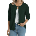 thumbnail image 2 of QUALFORT Women’s 100% Cotton Lightweight Button-Front Cardigan Sweater，crew neck Long Sleeve Knit, 2 of 6