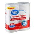 thumbnail image 1 of Toallas de papel Great Value multicorte grande 170 hojas dobles 2 pack, 1 of 4