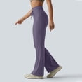 thumbnail image 5 of BOMYJESK Mini Flared Leggings for Women Yoga Dress Pants with Pocket High Waisted Bootcut Pants Tummy Control Casual Gym Bell Bottom Leggings Dark Purple XXL, 5 of 7