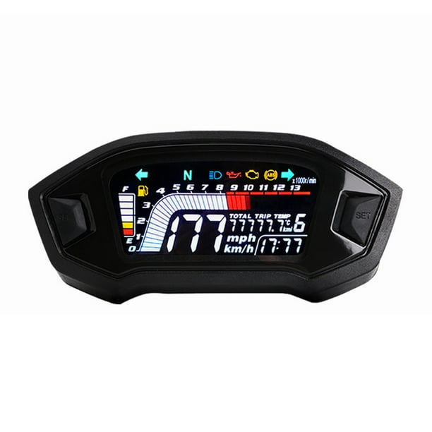 Trayknick Compteur de moto universel Affichage LCD Compteur de vitesse ABS  Compteur kilométrique Jauge de température de l'eau pour une conduite en  toute sécurité 