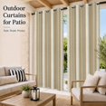 thumbnail image 2 of Abstract Beige Striped Outdoor Curtains for Patio, Modern Vertical Stripes White Cream Lines Waterproof Outside Curtains Privacy Blackout Curtain for Porch Pergola Cabana, 2 Panel 54W x 95L Inch, 2 of 9