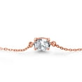 thumbnail image 3 of Gem Stone King 18K Rose Gold Plated Silver White Zirconia Solitaire Bracelet for Women (1.50 Cttw, Oval Cut 7x5mm), 3 of 6