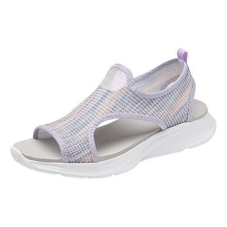 

PEASKJP Womens Sandals Casual T Strap Dress Sandals Adjustable Ankle Buckle Dress Thong Sandals with Strappy for Women Summer Wedding (Purple 8)