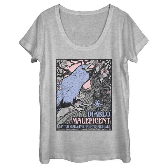 Women's Sleeping Beauty Diablo Maleficent Can You Really Ever Have too Much Evil  Scoop Neck Athletic Heather X Large