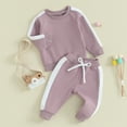 thumbnail image 3 of Gupgi Toddler Baby Girls Long Sleeve Crewneck Contrast Color Sweatshirts Jogger Pants Set 2Pcs Fall Winter Outfits, 3 of 8