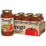 Prego Plant Protein Traditional Pasta Sauce, Plant Based Protein Sauce, 24 Oz Jar (Case of 6)