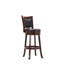 Boraam Bristol 29in. High Back Swivel Wood Bar Stool, Cherry