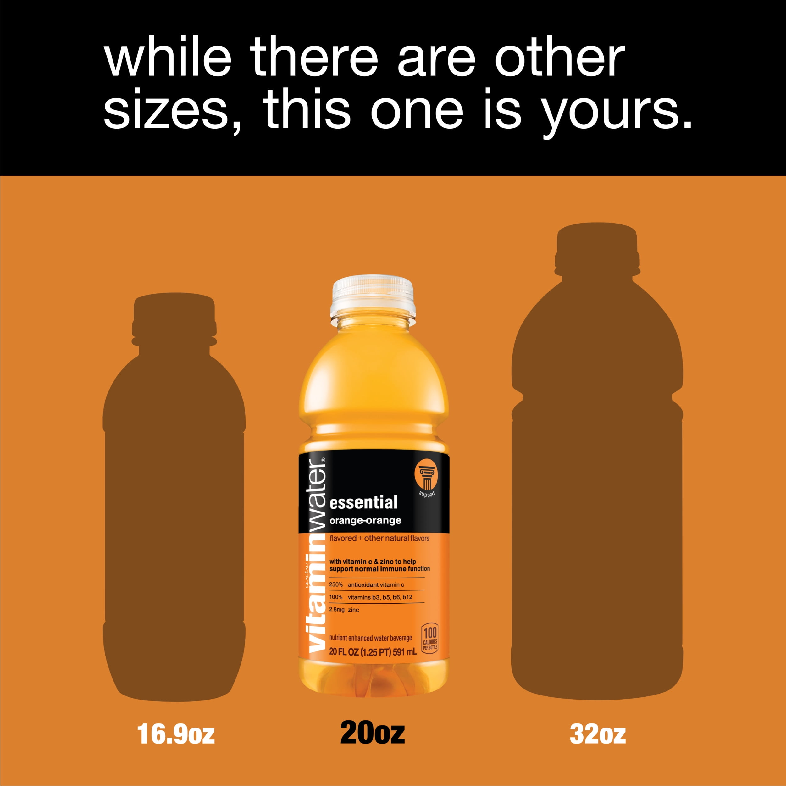 vitaminwater essential electrolyte enhanced water w/ vitamins, orange-orange drinks, 20 fl oz, 24 Pack