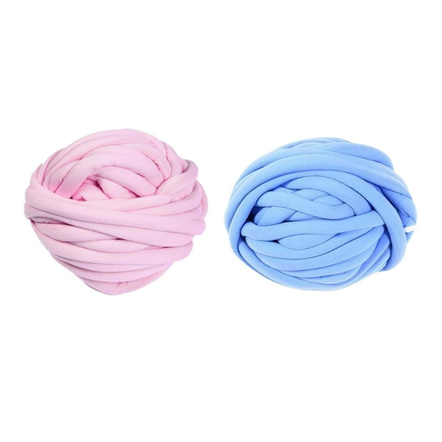 2 piezas de hilos de tejer gruesos, accesorios decorativos hechos a mano, cuerda para manualidades Rosa y Celeste