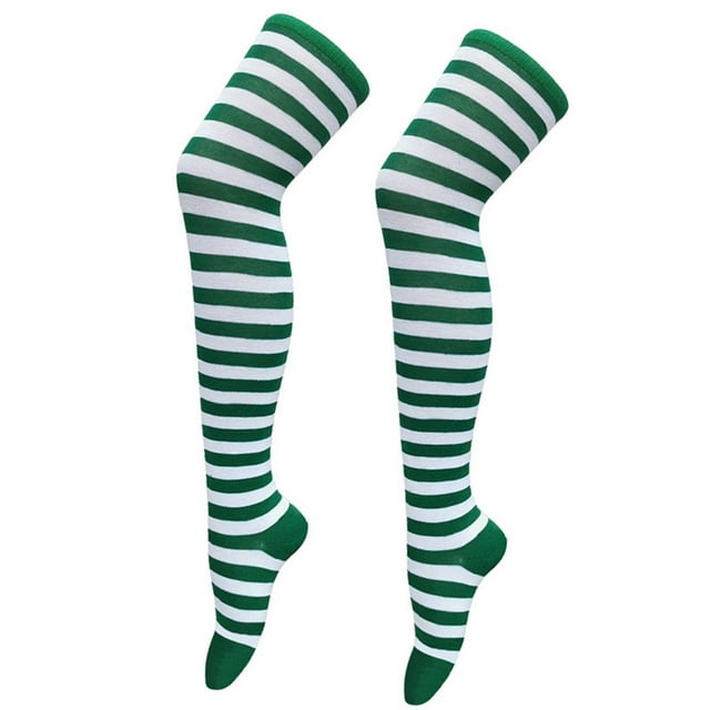 GDREDA Bas Longs Hauts au-Dessus du Genou Chaussettes de Fête Chaussettes Hautes Longues Bas Rayés 1 Paire Bas Résille Phosphorescents Collants Résille pour Femmes Résille pour Femmes Petit