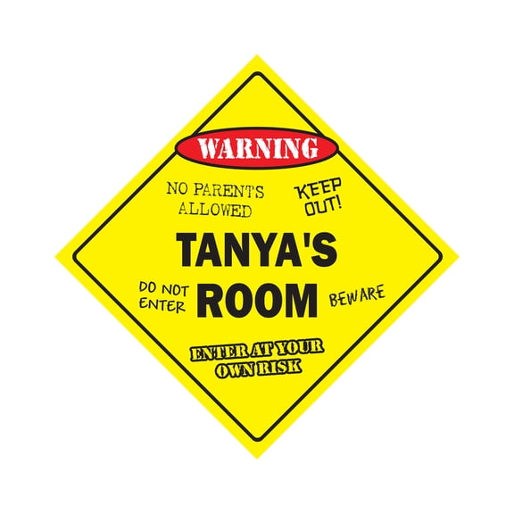 Tanya's Room Sign Crossing Zone Xing | Indoor/Outdoor | 20" Tall kids bedroom decor door children's name boy girl