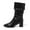 Black, variant on Mid Calf Boots for Women, Women's Sweet-Cool Style Rivet Heeled Slouch Boots, Heel & Pointed Toe, Winter Autumn Fashionable Short Boots