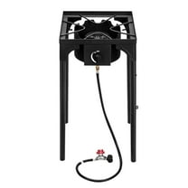 Portable High-Pressure Cast Iron Propane Gas Stove - Single 75,000 BTU Burner for Outdoor Cooking