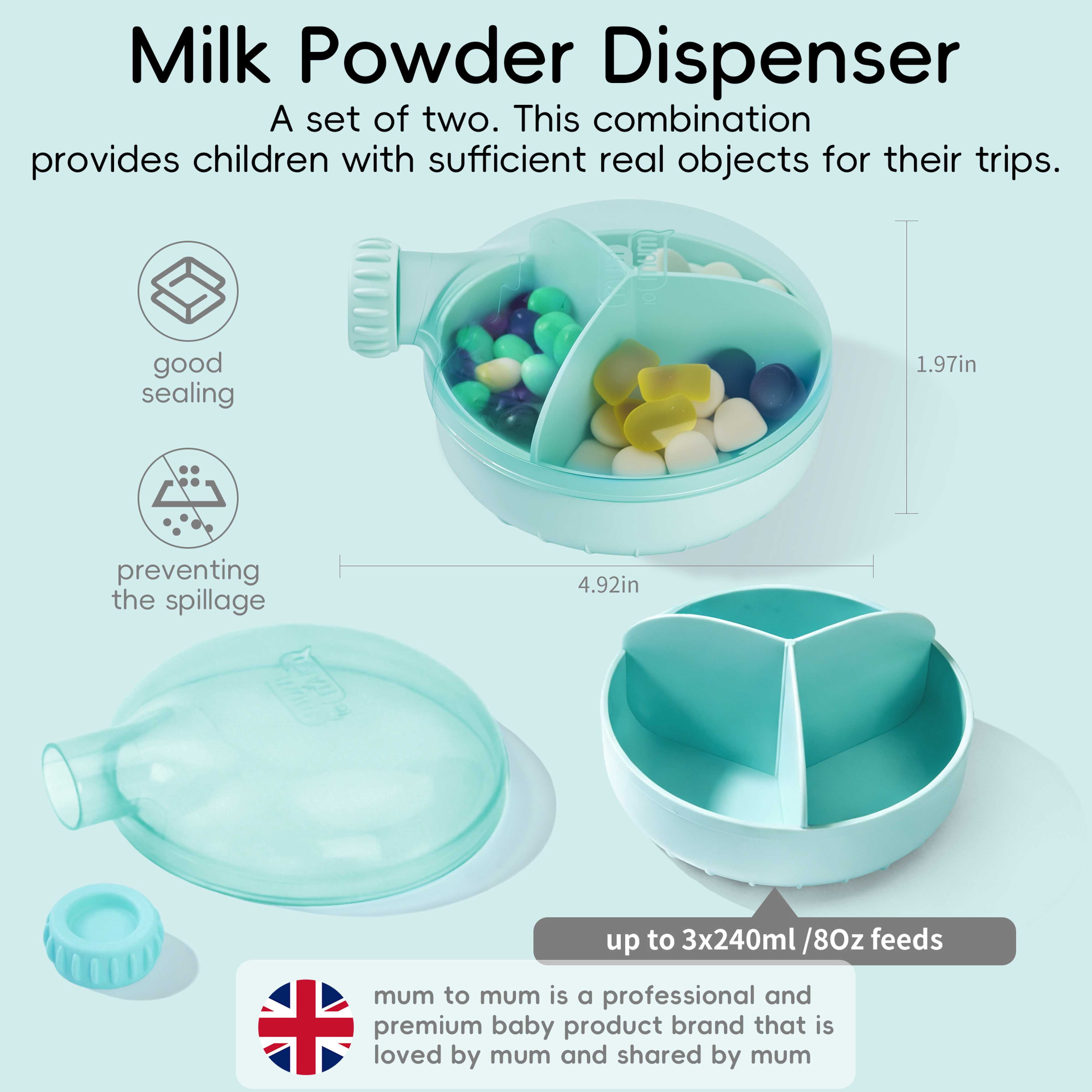 Baby Formula Dispenser Infant Milk Powder Container for Travel,formula dispenser Portable 6Oz Airtight Leak Proof Formula Storage formula dispenser on the go 2-Pack (Pink)