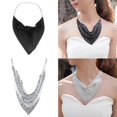 thumbnail image 2 of Woman Triangle Collar Wedding Church Neck Triangle Scarf Lightweight Scarf with Sequins for Banquet Decorative Supplies silver black, 2 of 4