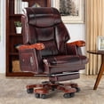 thumbnail image 5 of Kinnls Fully Reclining Jones Massage Office Chair,Genuine Leather Managerial Executive Home Office Desk Chairs Swivel Task Chair, Adjustable Back and Retractable Footrest (Massage Chair-Sunflower), 5 of 9