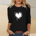 thumbnail image 2 of Plebaso Hauts Cœur pour Femmes Manches 3/4 Col Rond T-Shirts Décontractés Imprimé Chandail Femmes 2025 Tee Blouses, 2 of 4
