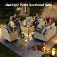 thumbnail image 3 of Vcatnet Outdoor Patio Furniture Sets 8 Pieces Sectional Sofa Wicker Conversation Set with Swivel Glider Chairs and Solar Powered Coffee Table for Porch, Deck, Dark Gray, 3 of 11