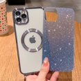 thumbnail image 3 of Compatible with iPhone 11 Pro Max Magnetic Gardient Glitter Case, Plating Bling Cute Case with MagSafe for Women Girls Full Camera Protector Back Cover for iPhone 11 Pro Max 6.5'' Blue, 3 of 11