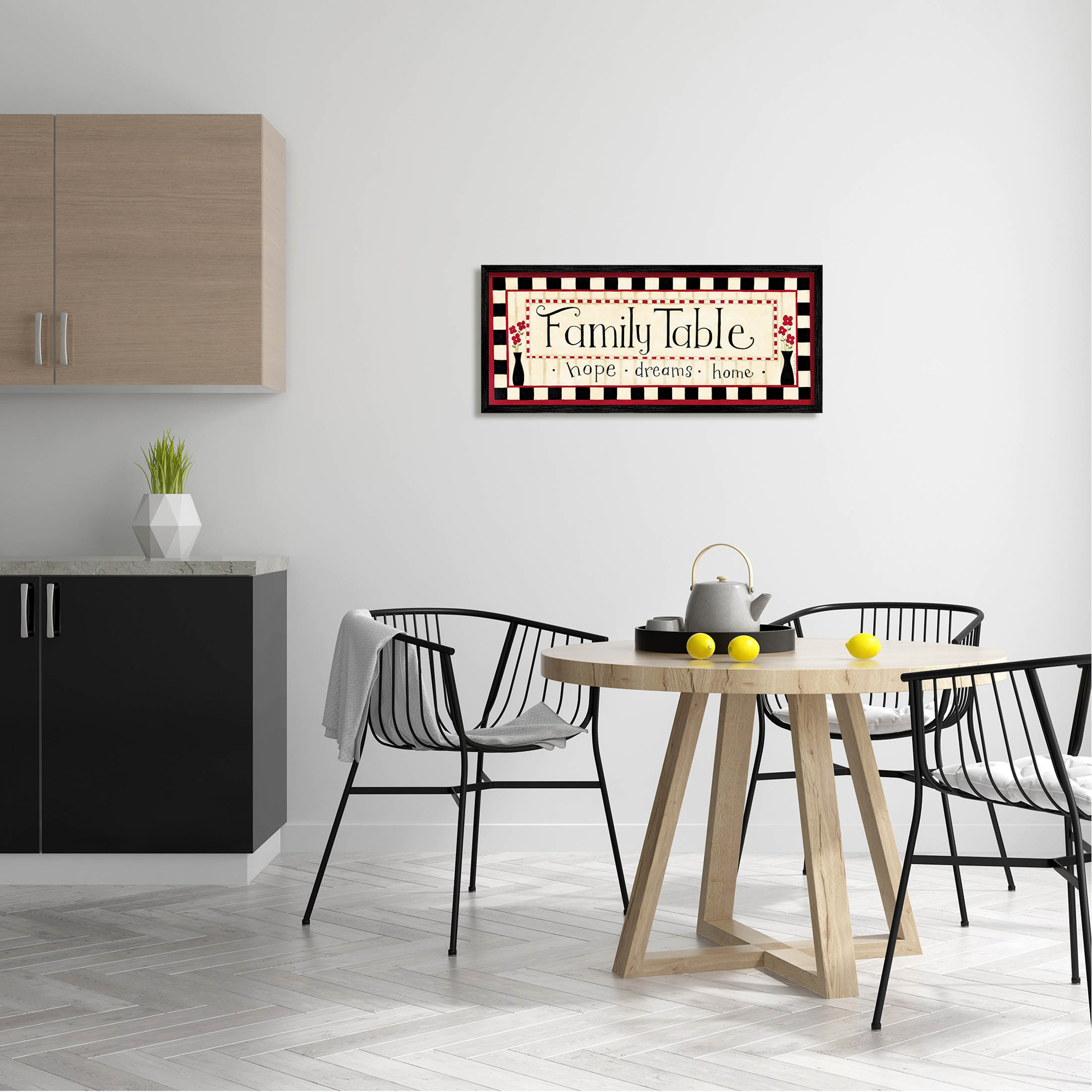 Family Table Hope Dreams Home Sign Typography Graphic Art Black Framed Art Print Wall Art