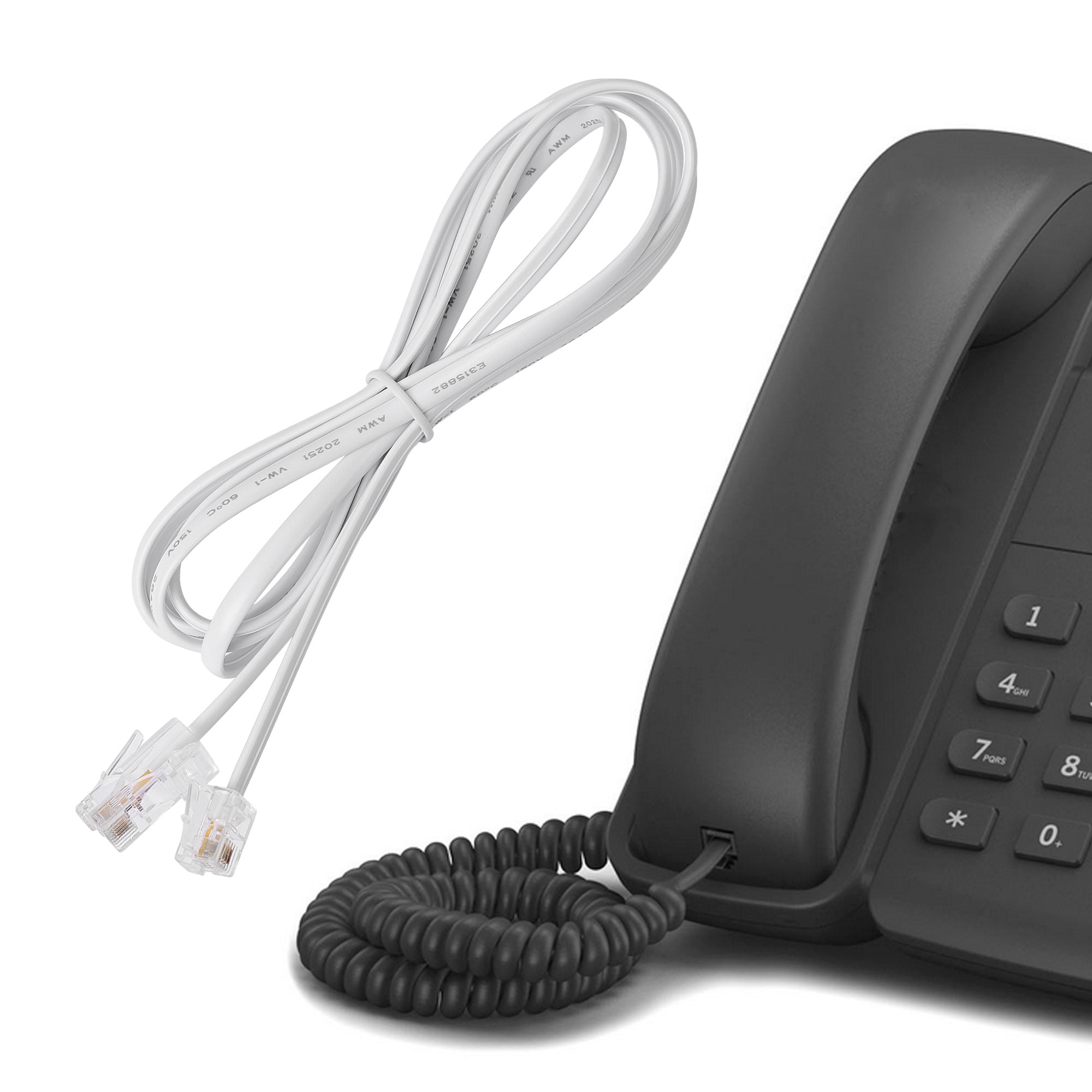 Keple 1m RJ11 to RJ45 Cable Phone Telephone Cord RJ11 6P4C to RJ45 8P8C  Connector Plug Cable for Landline Telephone (Black)