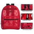 thumbnail image 3 of Solid Color Transparent See Through Mesh Stadium Approved Backpack for Travel and Commuting in Red, 3 of 9