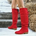 thumbnail image 5 of Viluyesy Knee High Boots for Womens, Wide Calf Pull-On Low Heels Fall Winter Suede Slouch Tall Boots Red US9, 5 of 9