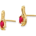 thumbnail image 2 of 14K Yellow Gold Ruby And Diamond Post Earrings (14 X 5) Made In India xbs419, 2 of 5