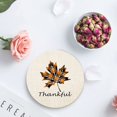 thumbnail image 4 of POGLIP Thanksgiving Orange Plaid Maple Leaf Set of 4 Round Coaster for Drinks, Absorbent Ceramic Stone Coasters Cup Mat with Cork Base for Home Kitchen Room Coffee Table Bar Decor, 4 of 5