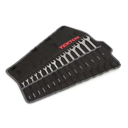 TEKTON Combination Wrench Set, 15-Piece (1/4-1 in.) - Pouch | WRN03293